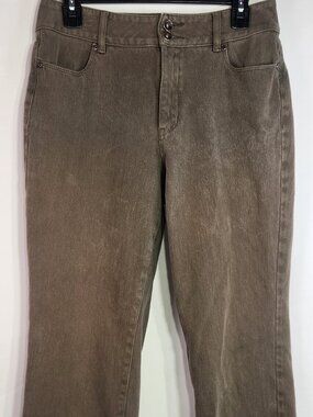 Coldwater Creek Jeans Olive Green Straight Leg Classic Fit - Size 8P